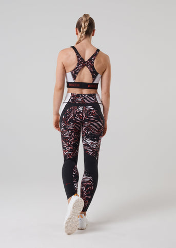 Prowess Print Block Leggings - Red Shadow